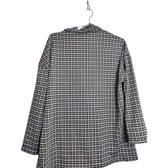 Dress Forum Jacket Women Small Black Tan Houndstooth Button Double Breasted - Picture 5 of 6